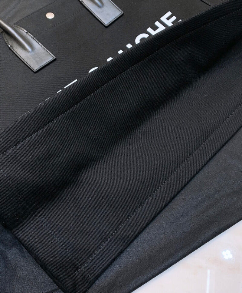 Saint Laurent Rive Gauche Tote Bag In Linen And Leather 499290 Black
